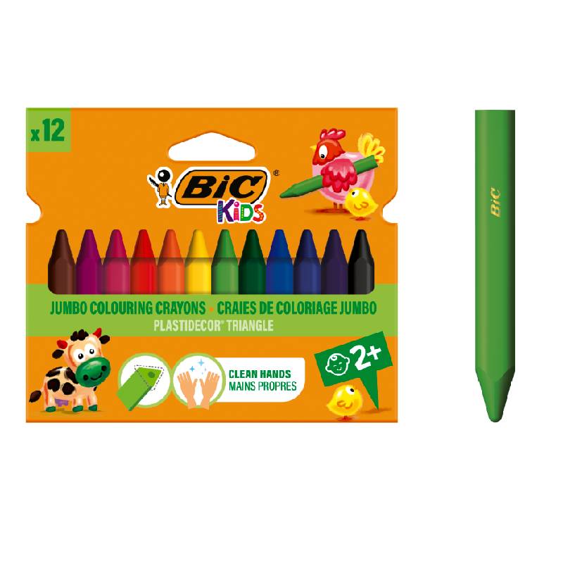 Creioane cerate plastifiate Plastidecor triungh 12 buc BIC Kids