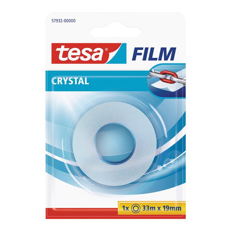 Banda adezva birou 19 mm x 33 m Crystal 57932 Blister Tesa