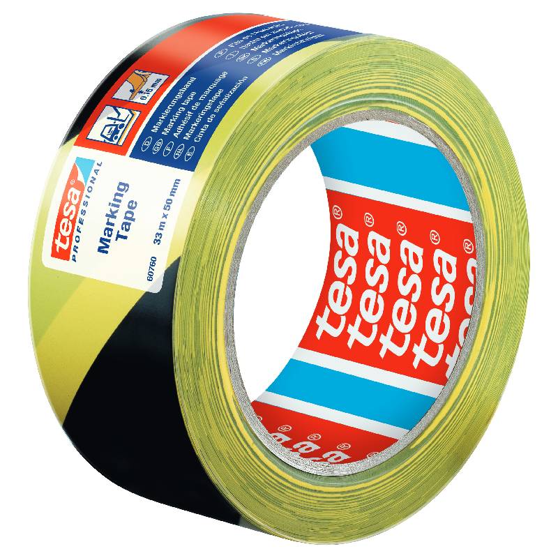 Banda adeziva marcare 50 mm x 33 m galben/negru 60760 Tesa