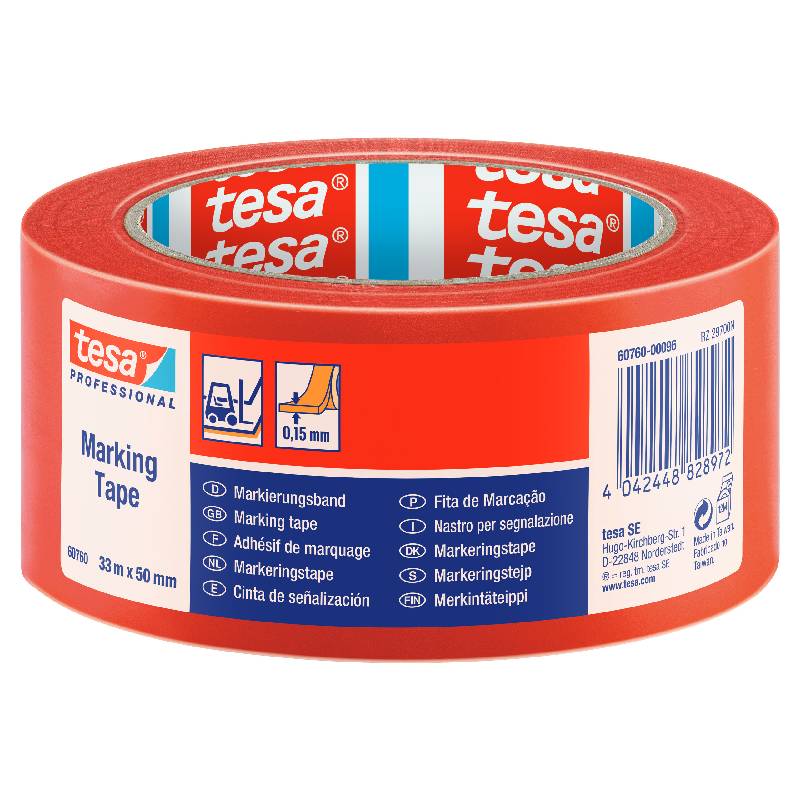 Banda adeziva marcare rosu PVC 50 mm x 33 m