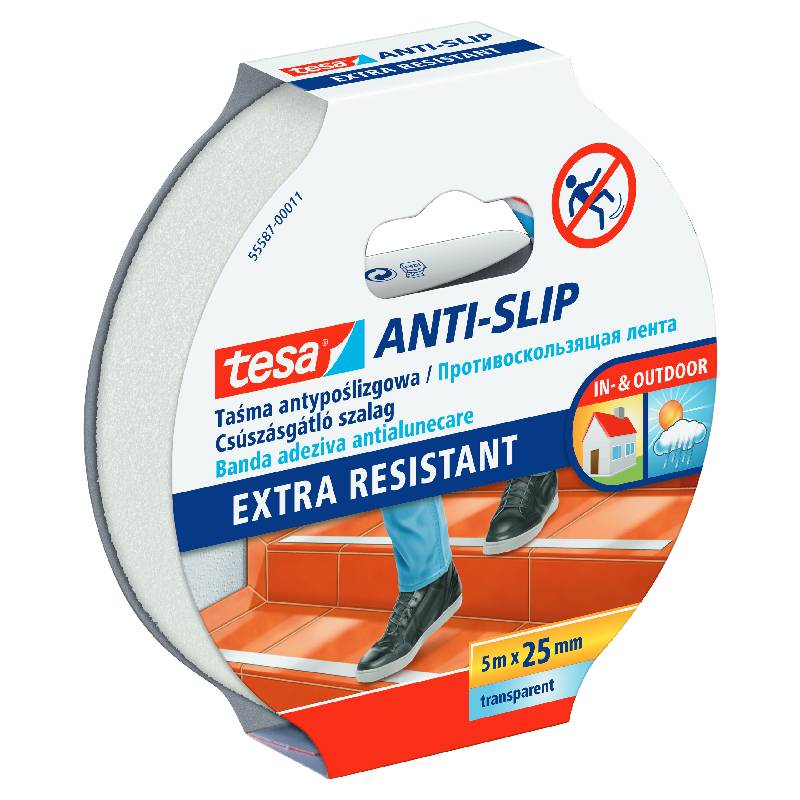 Banda adeziva antialunecare 25 mm x 5m extra trans. 55587 Tesa