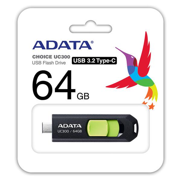 USB 64GB ADATA ACHO-UC300-64G-RBK USB Flash Drive ADATA 64GB, UC300, USB Type-C, Black