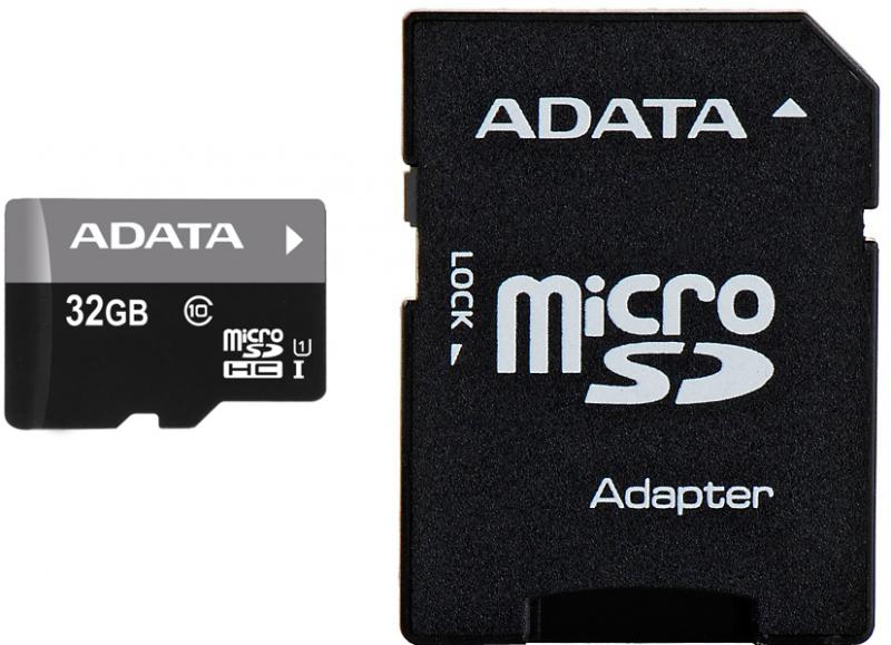 MICROSDHC 32GB CL10 ADATA W/A Micro Secure Digital Card ADATA 32Gb, AUSDH32GUICL10-RA1, Clasa 10