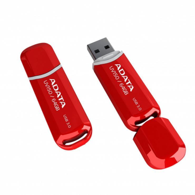 USB 64GB ADATA AUV150-64G-RRD USB Flash Drive ADATA 64GB, UV150, USB3.0, Rosu