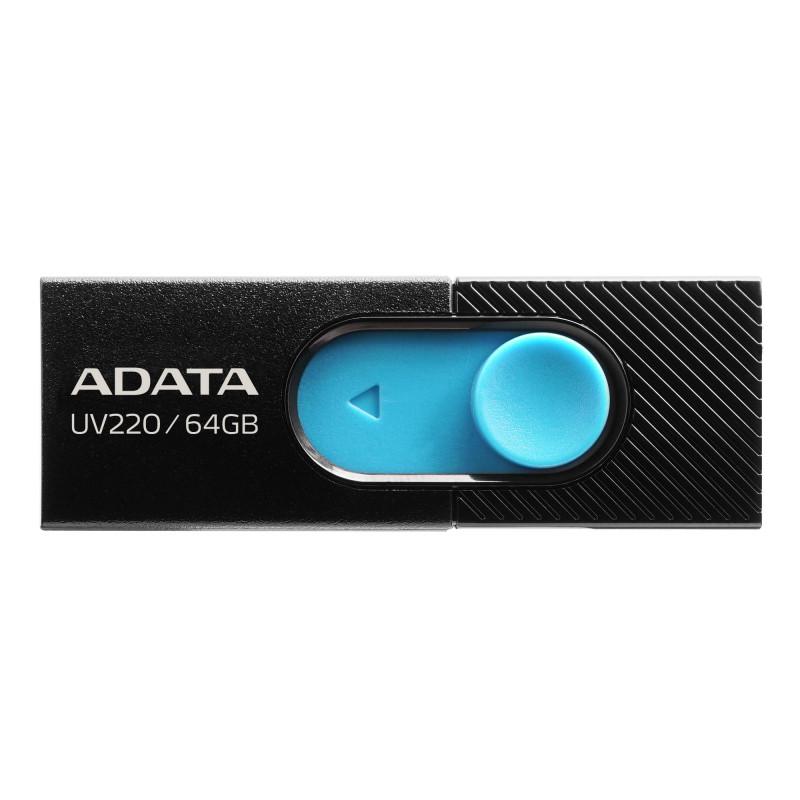 USB UV220 64GB BLACK/BLUE RETAIL USB Flash Drive ADATA UV220 64Gb, black/blue retail, USB 2.0