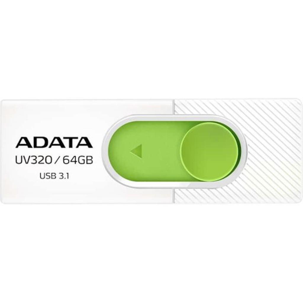 USB UV320 64GB WHITE/GREEN RETAIL USB Flash Drive ADATA UV320 64GB, white/green retail, USB 3.1