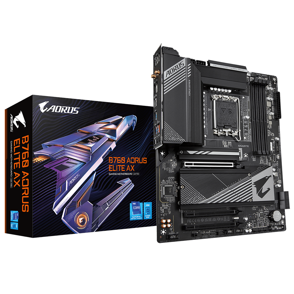 MB GIGABYTE AORUS B760 ELITE LGA1700 D5 Placa de baza Gigabyte Aorus B760 ELITE AX LGA1700, 4x DDR5, 1x HDMI, 1x DisplayPort, 3x PCIe x16, 3x M.2, 4x SATA 6 Gb/s, WIFI 6E, Bluetooth 5.3, ATX