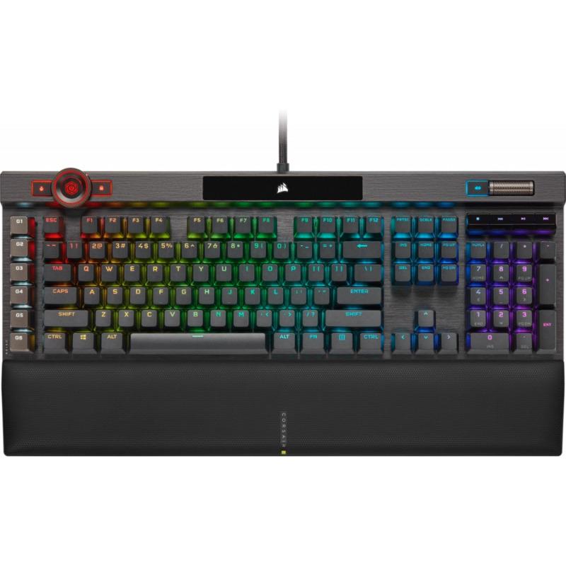 Tastatura Gaming Mecanica Corsair K100, Iluminare RGB iCUE, Switch Optic Corsair OPX Rapidfire, Butoane Doubleshot PBT, Negru