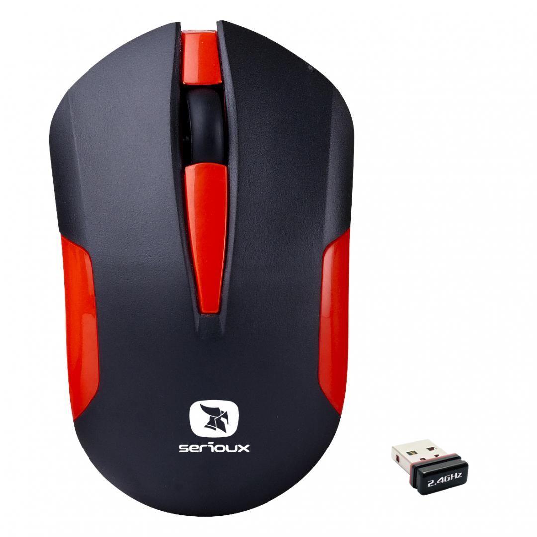 MOUSE SERIOUX DRAGO300 WR RED USB Mouse Serioux wireless, Drago 300, 1000dpi, rosu, baterie AA inclusa