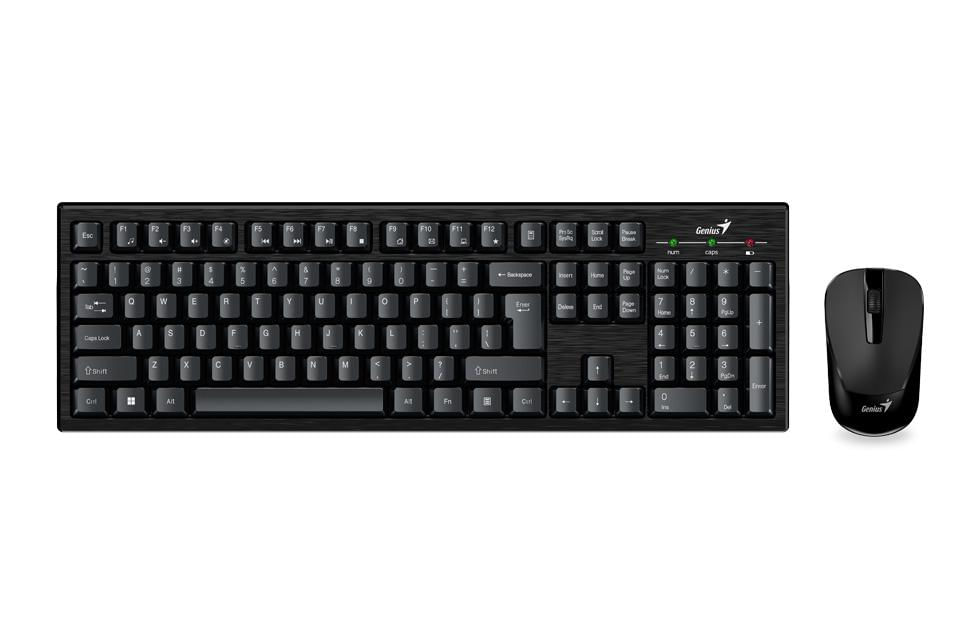 Kit Genius KM-810 Wireless, negru KIT wireless GENIUS, tastatura wireless 104 taste (slim) + mouse wireless 1000dpi, 3 butoane, black, KM-8101