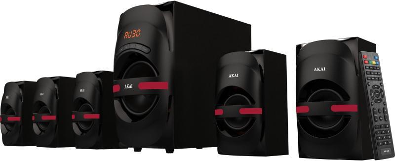 SISTEM BOXE 5.1 AKAI BT 45Wx1,12Wx5 Sistem boxe 5.1 AKAI, Bluetooth cu USB/ SD CARD, 5x 12W, Negre, HT014A- 5086F