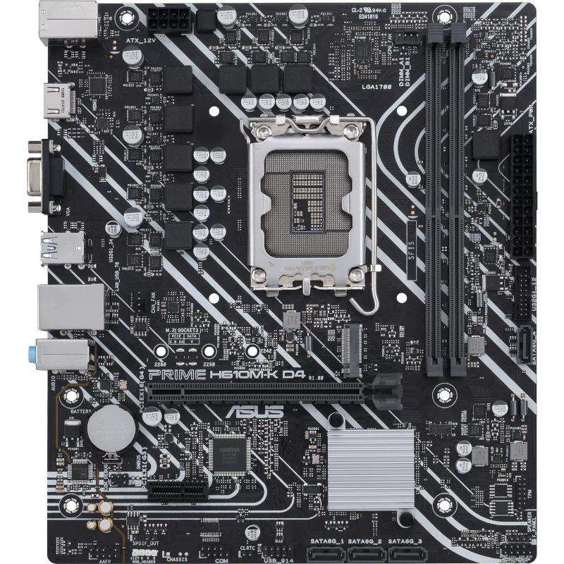 MB ASUS PRIME H610M-K D4 LGA 1700 Placa de baza Asus PRIME H610M-K D4 LGA 1700 Intel H610 (LGA 1700) mic-ATX motherboard with DDR4, PCIe 4.0, M.2 slot, Realtek 1 Gb Ethernet, HDMI,