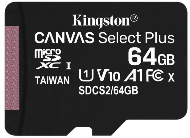 MICROSD 64GB SELECT PLUS SDCS2/64GBSP MicroSD Kingston, 64GB, Select Plus, Clasa 10 UHS-I Performance, R: 100 MB/s