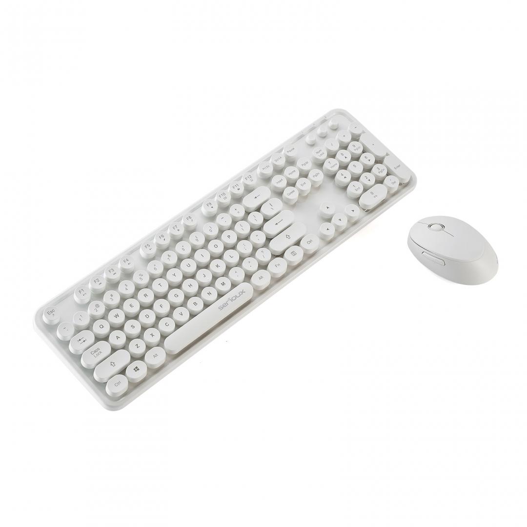 KIT SERIOUX WIRELESS RETRO 9910WH Kit tastatura + mouse Serioux Retro light 9910WH, wireless 2.4GHz, US layout