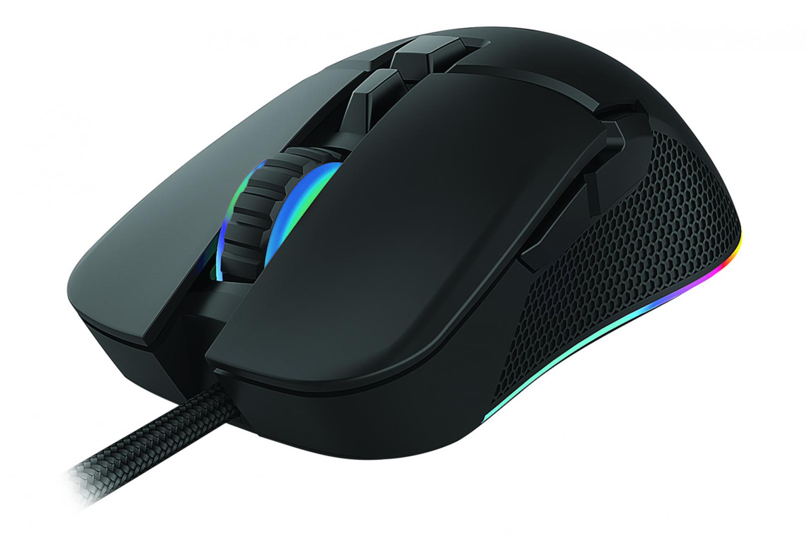 Mouse gaming Serioux Kayel, Senzor Sunplus 199, 800-6400 DPI, switch HUANO, pana la 20 milioane de click-uri, 7 Butoane, 6 moduri de iluminare RGB,