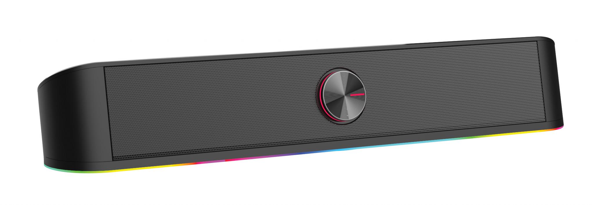 SOUNDBAR GAMING SERIOUX X163 RGB Soundbar gaming Serioux Yron RGB, putere: 3W x 2, impedana: 4O, frecvena: 150Hz - 20KHz, sensibilitate:750mv 50, alimentare: DC5V / 1A, S / N: