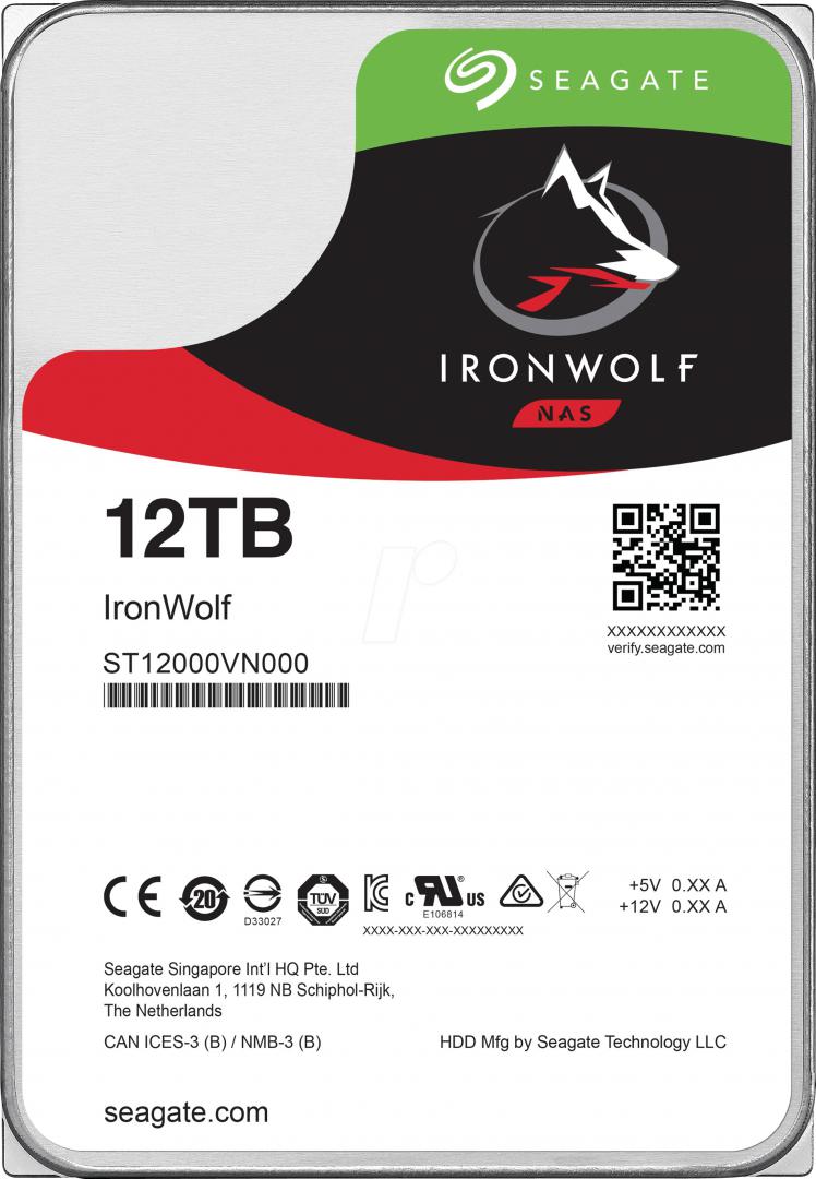 HDD Seagate IronWolf 12TB SATA-III 7200R HDD intern Seagate, IronWolf, 12TB, 3.5