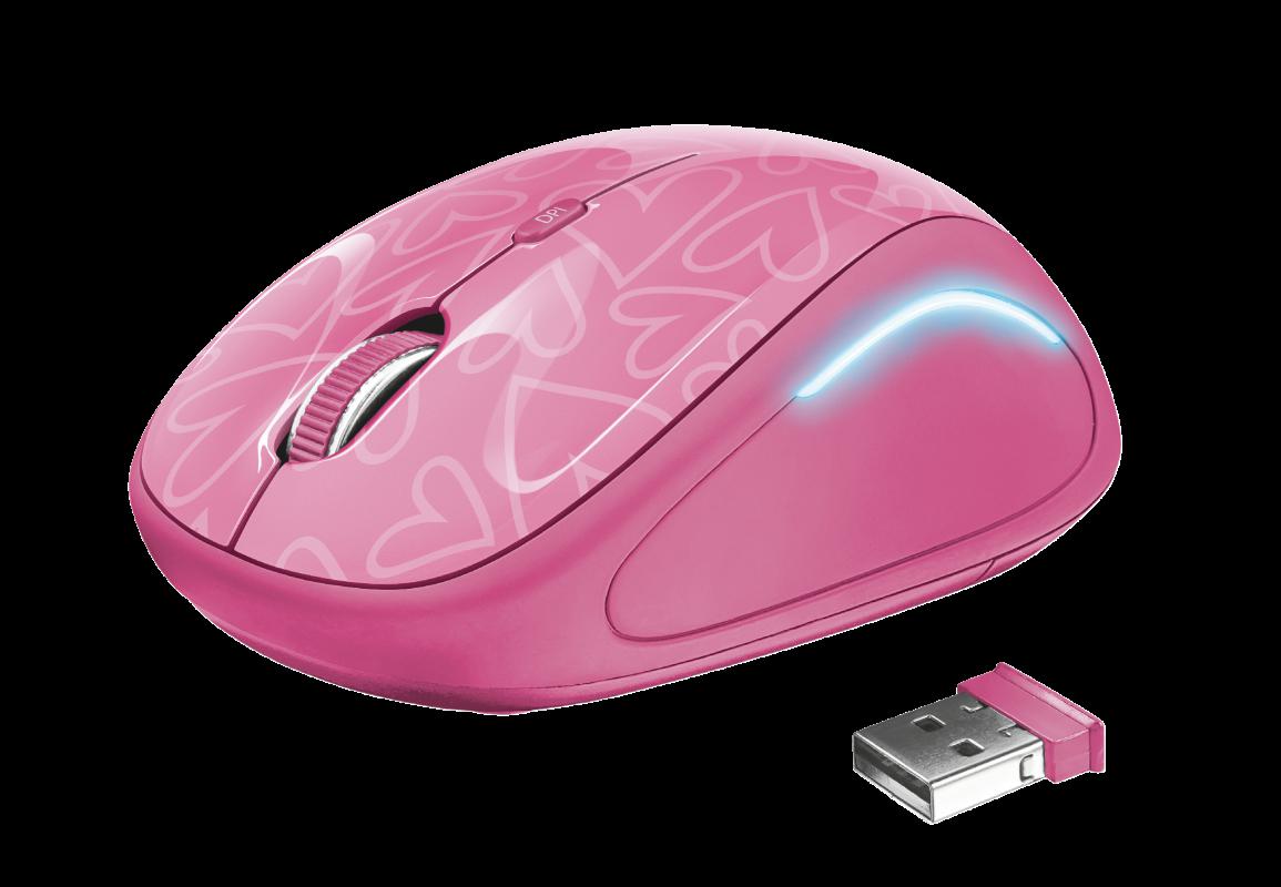 Mouse Trust Yvi FX 1600 DPI, roz Mouse fara fir Trust Yvi FX Wireless Mouse -