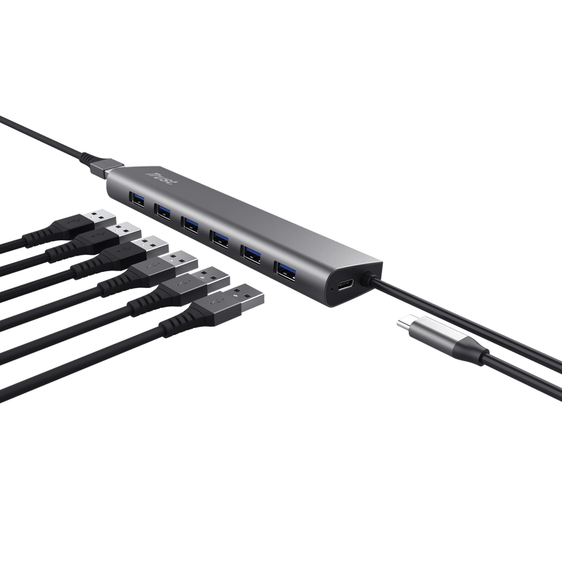 Hub Trust Halyx 7xUSB 3.2 Gen1, gri