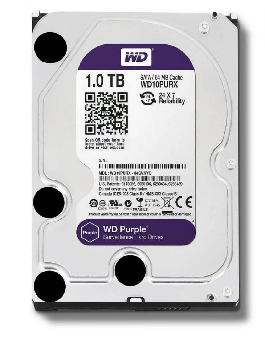 WD HDD3.5 1TB SATA WD10PURZ HDD intern WD, 3.5