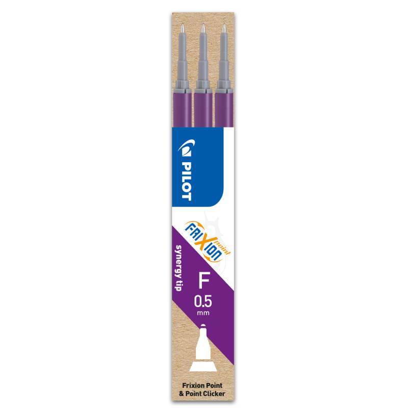 Set 3 rezerve roller Frixion Point Pilot 0.5 mm varf fin Rezerva roller Pilot Frixion Point 0.5 mm 3 bucati/set violet