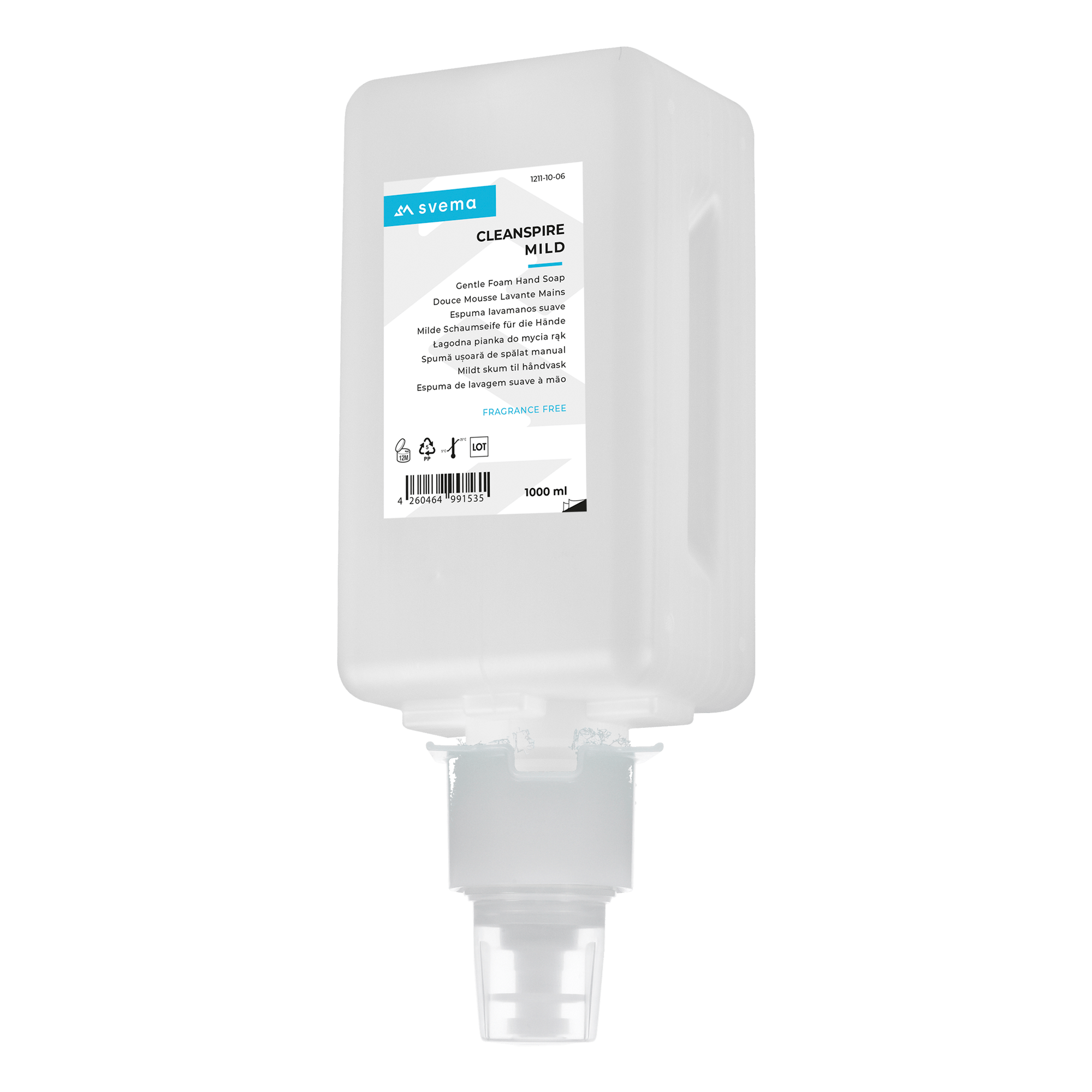 Rezerva sapun spuma cu pompa detasabila fara parfum Svema Cleanspire Mild Logan-m 500 ml Sapun spuma 500 ml Cleanspire Mild Logan-m Svema