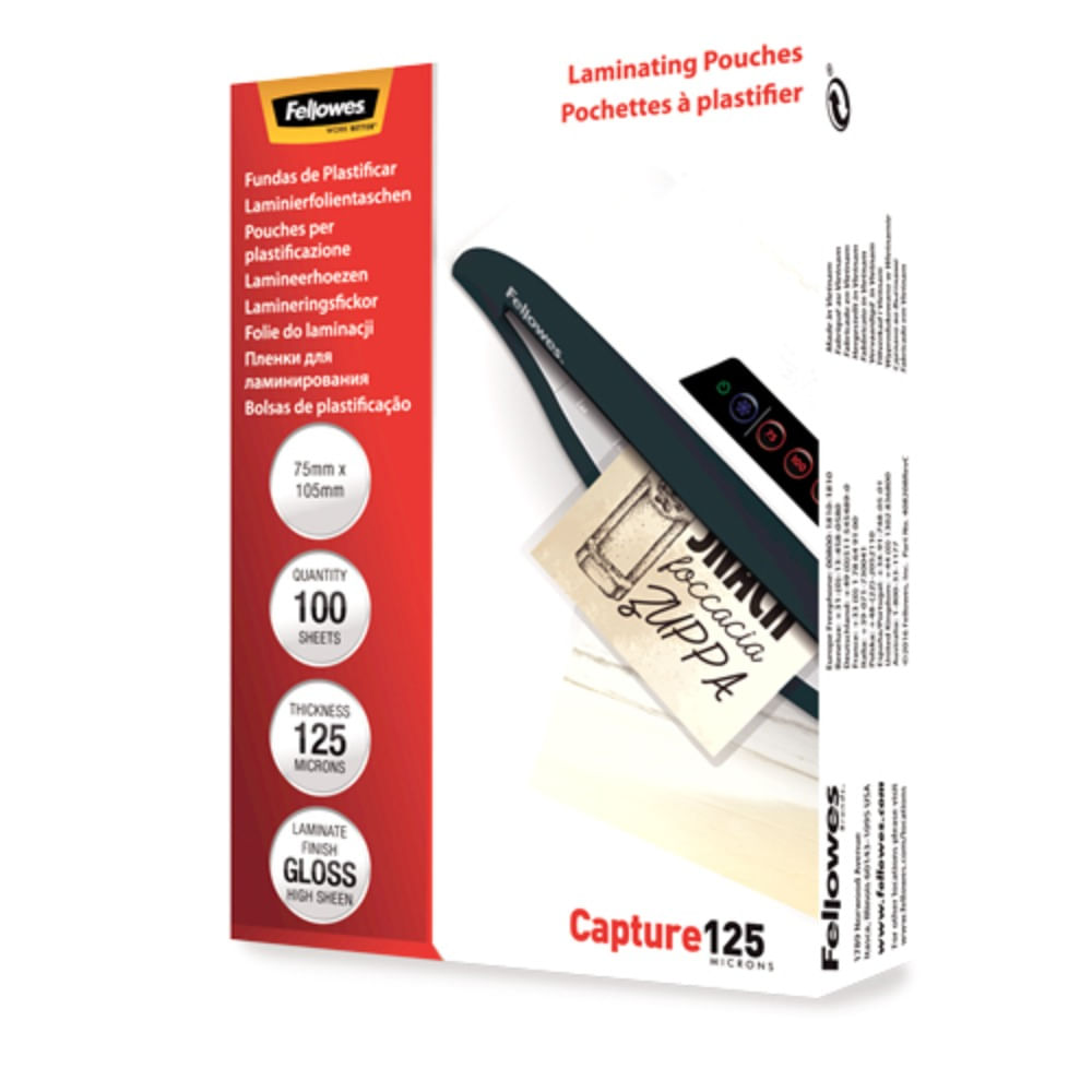 Folie laminat Fellowes 75 x 105 mm 125 microni 100 buc/top FOLIE LAMINAT 75X105MM 125 MICR 100BUC/TOP FELLOWE