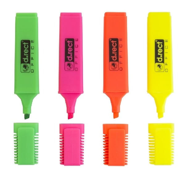 Set 4 texmarkere D.Rect culori diverse varf tesit