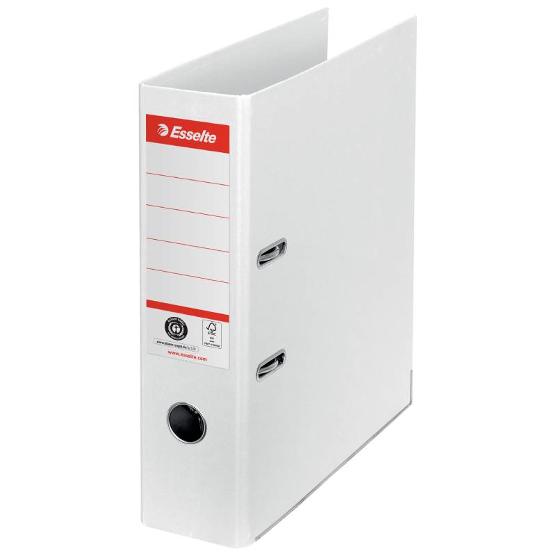 Biblioraft carton reciclat si reciclabil A4 7.5cm Esselte No.1 Power Recycled alb