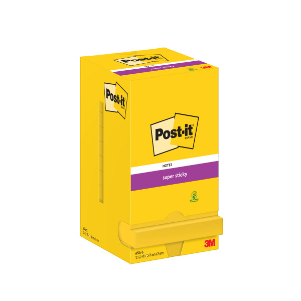 Notite adezive Post-it ® Super Sticky Galben ultra 76 mm x 76 mm 90 file 12 bucati/pachet Set 12 post it 90 file 76x76mm galben Super Stick