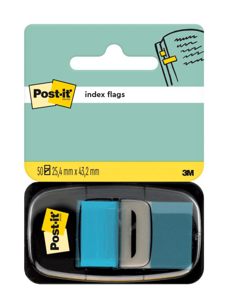 Index Clasic Post-it 25.4 mm x 43.2 mm 50 file in dispenser Index Post-It 3M plastic bleu