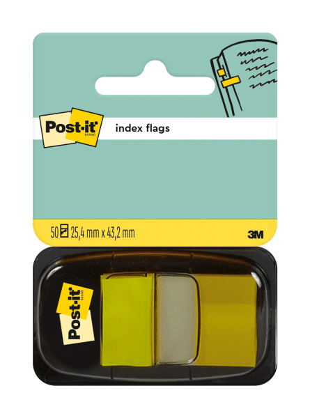 Index Clasic Post-it 25.4 mm x 43.2 mm 50 file in dispenser Index Post-It 3M plastic galben