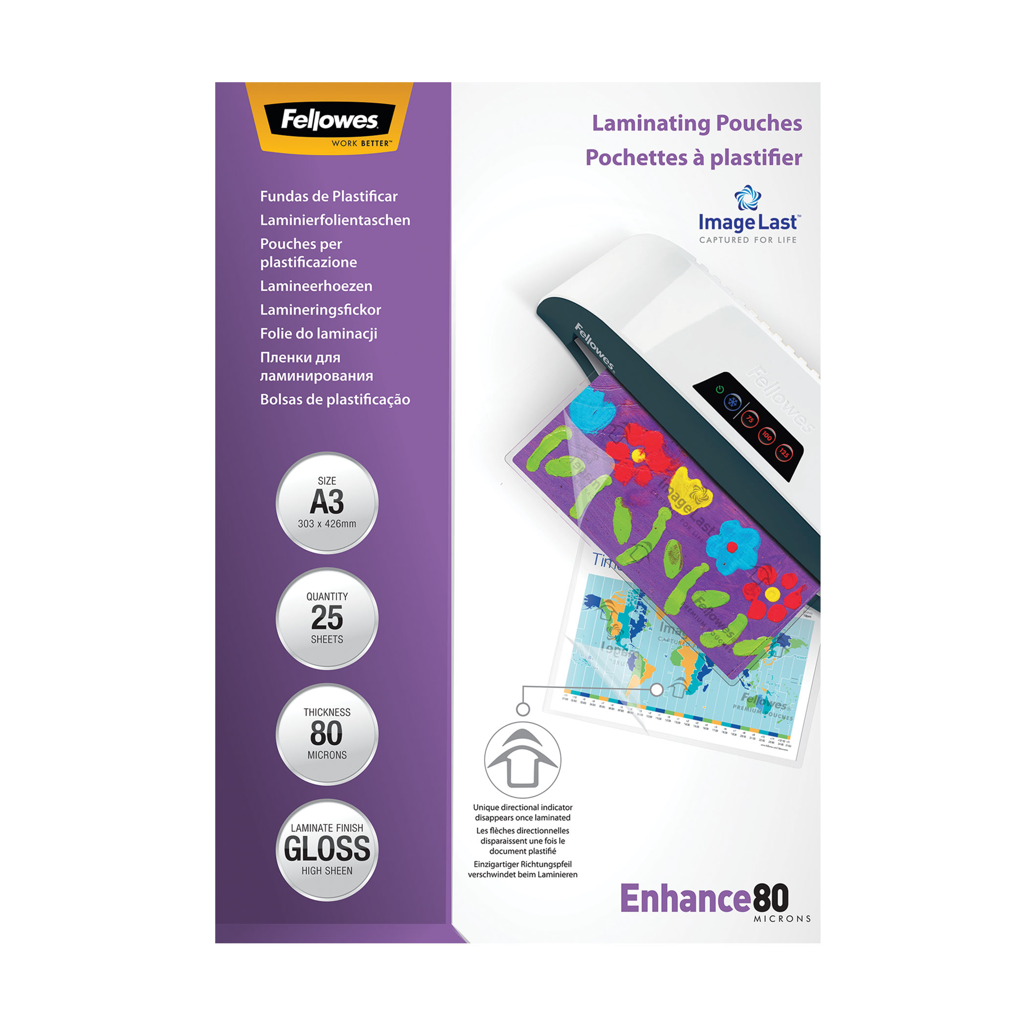 Folie laminat Fellowes A3 80 microni 100 bucati/top