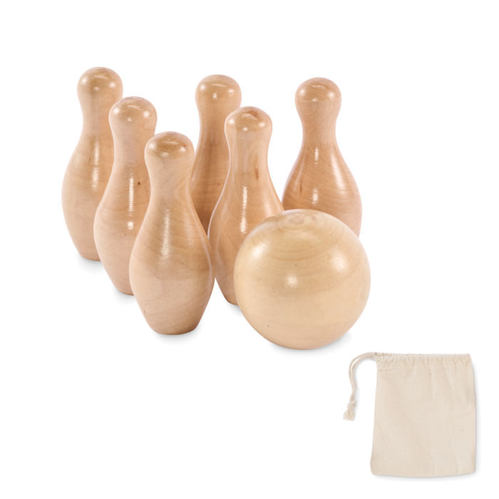 Mini set de bowling din lemn de pi