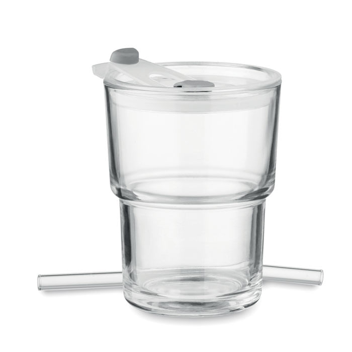 Pahar de sticla cu pai 400ml
