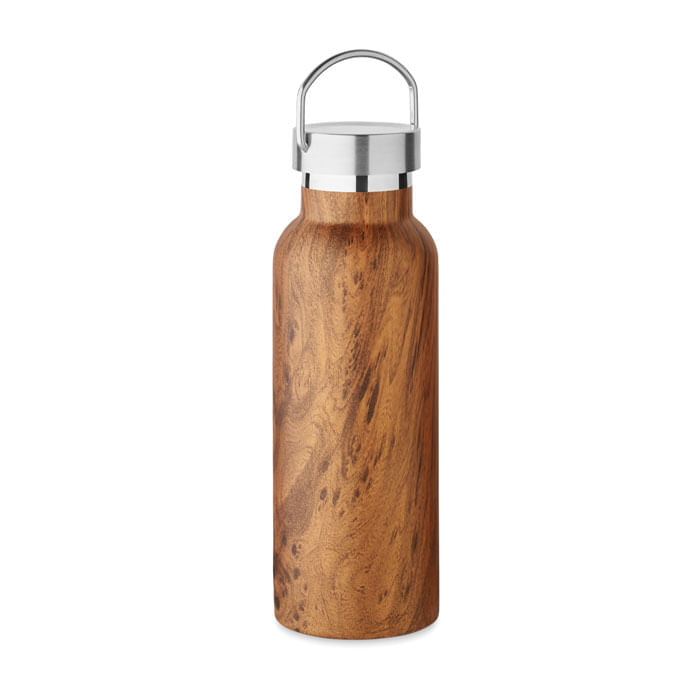 Sticla cu perete dublu 500 ml cu aspect de lemn Sticla cu perete dublu 500 ml