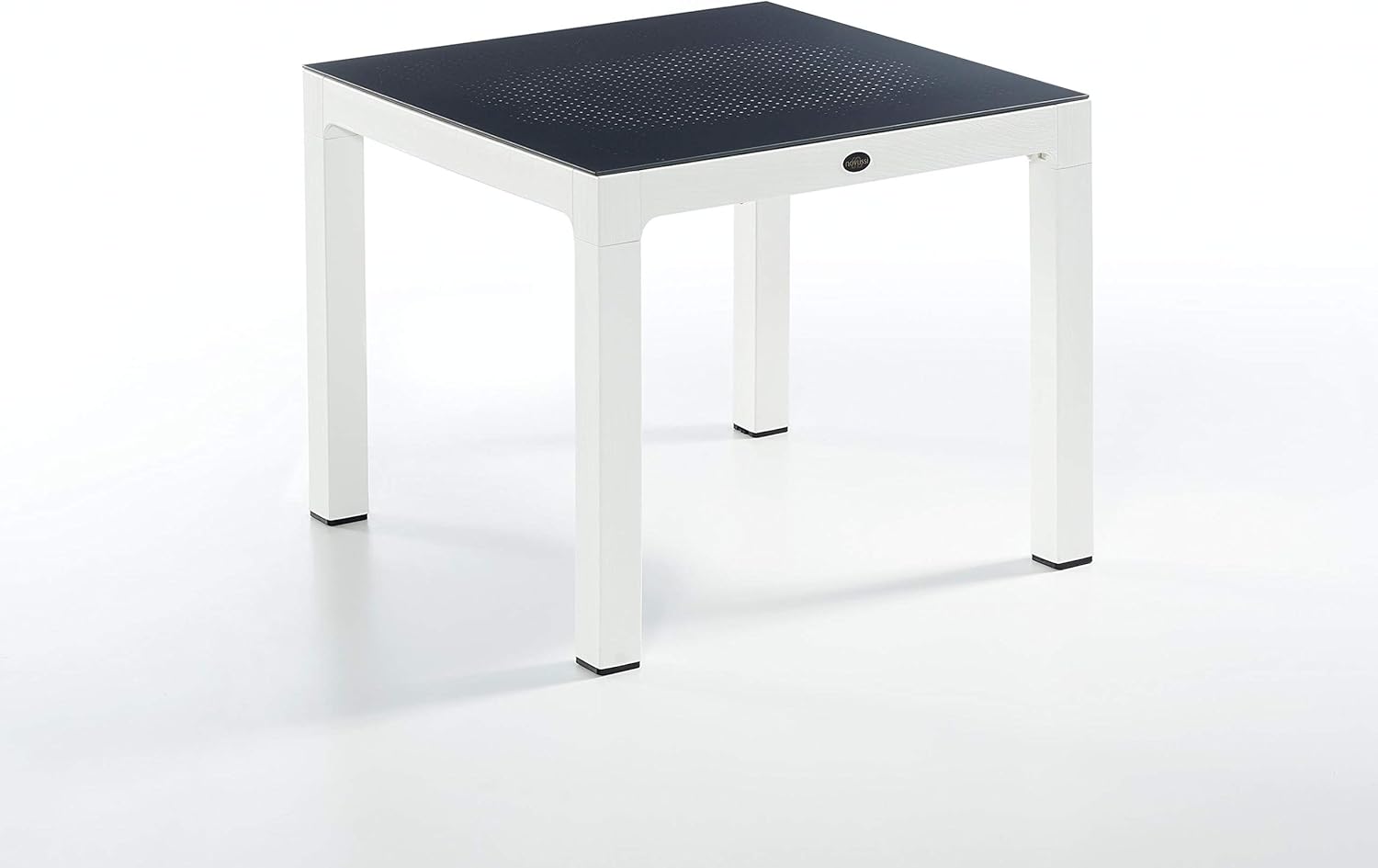 Masa Novussi Wood 90 x 90 blat de sticla alb/antracit