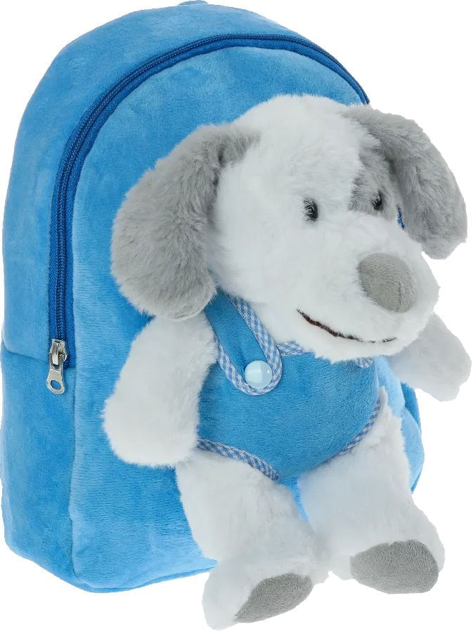 Rucsac plus pentru copii cu jucarie catelus albastru Rucsac plus pentru copii cu jucarie catelus albastru
