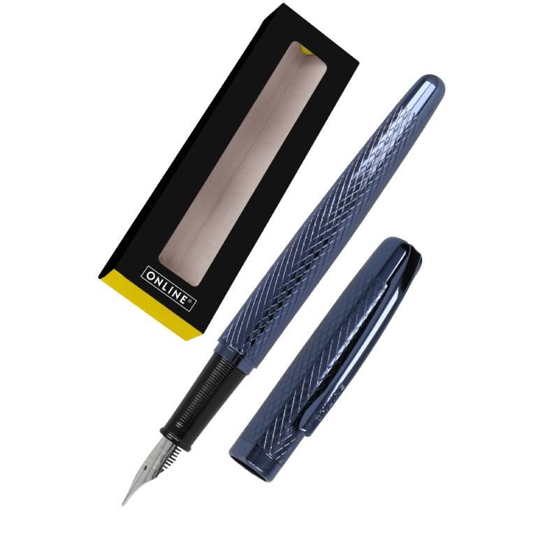 Stilou Online Eleganza Diamond Night albastru cu penita din iridiu M si cutie cadou